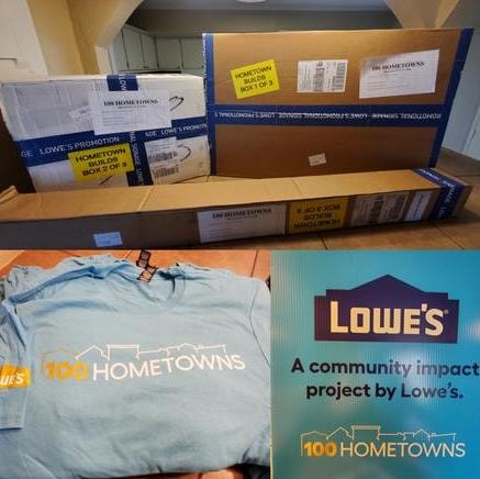 Lowe's 100 Hometowns playground materials and merchandise delivered for the EJ CDC project
